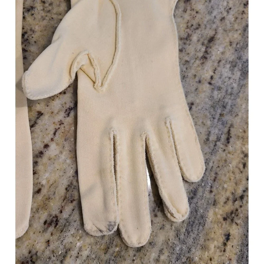 Vintage Size M Yellow Stretch Formal Cotton Gloves 9
